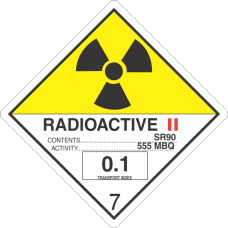 Contents.Sr90. Activity.555 Mbq.Transport Index 0.1
