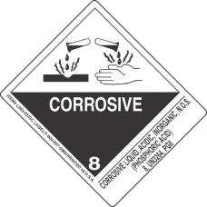 Corrosive Liquid, Acidic, Inorganic, N.O.S. (Phosphoric Acid) 8, UN3264, PGII