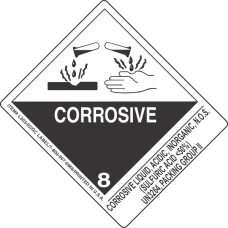 Corrosive Liquid, Acidic, Inorganic, N.O.S. (Sulfuric Acid Less Than 50 Per Cent ) UN3264, Packing Group Ii
