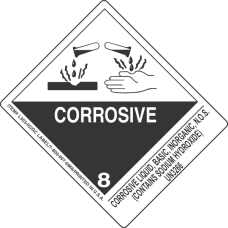 Corrosive Liquid, Basic, Inorganic, N.O.S. (Contains Sodium Hydroxide) UN3266