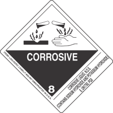 Corrosive Liquid, N.O.S. (Contains Sodium Hydroxide And Potassium Hydroxide) 8, UN1760, PGII