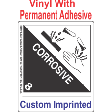 Corrosive Class 8 Custom Imprinted Shipping Name Vinyl Labels