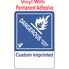 Dangerous When Wet Class 4.3 Custom Imprinted Shipping Name (Extended) Vinyl Labels