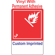 Flammable Class 3 Custom Imprinted Shipping Name (Extended) Vinyl Int Wordless Labels