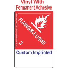 Flammable Class 3 Custom Imprinted Shipping Name (Extended) Vinyl Labels