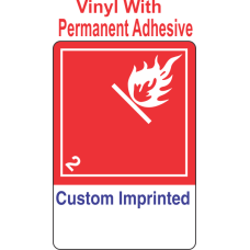 Flammable Gas Class 2.1 Custom Imprinted Shipping Name (Extended) Vinyl Int Wordless Labels