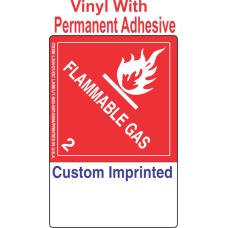 Flammable Gas Class 2.1 Custom Imprinted Shipping Name (Extended) Vinyl Labels