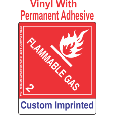 Flammable Gas Class 2.1 Custom Imprinted Shipping Name Vinyl Labels