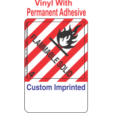 Flammable Solid Class 4.1 Custom Imprinted Shipping Name (Extended) Vinyl Labels