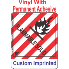 Flammable Solid Class 4.1 Custom Imprinted Shipping Name Vinyl Labels