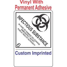 Infectious Substance 6.2 Custom Imprinted Shipping Name (Extended) Vinyl Int Wordless Labels