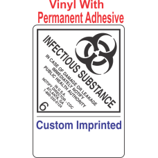 Infectious Substance 6.2 Custom Imprinted Shipping Name (Extended) Vinyl Labels