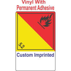 Organic Peroxide Class 5.2 Custom Imprinted Shipping Name (Extended) Vinyl Int Wordless Labels