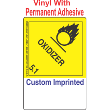 Oxidizer Class 5.1 Custom Imprinted Shipping Name (Extended) Vinyl Labels
