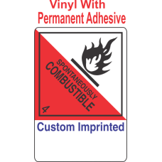 Spontaneously Combustible Class 4.2 Custom Imprinted Shipping Name (Extended) Vinyl Labels
