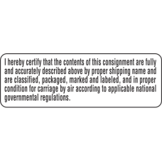Certify Contents For Air Carriage Labels
