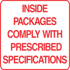 Inside Packages Comply With Prescribed Specifications Label