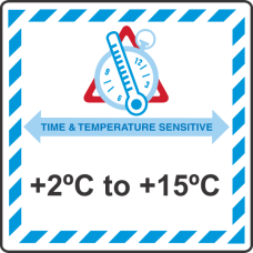 LR36 +2°C to +15°C Time and Temperature Label