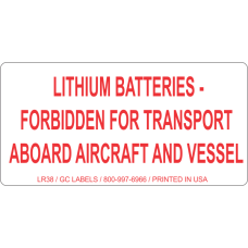 Lithium Batteries Forbidden for Transport