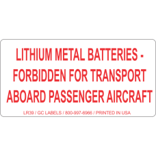 Lithium Metal Batteries Forbidden for Transport