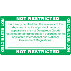 Not Restricted Green and White Label