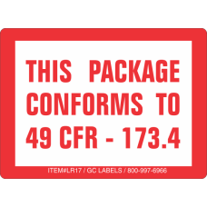 This Package Conforms to 49 CFR 173.4