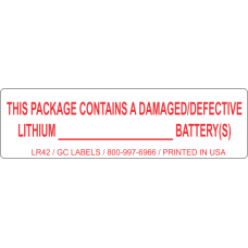 This Package Contains a Damaged or Defective Lithium ______ Battery