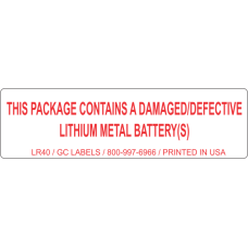 This Package Contains a Damaged or Defective Lithium Metal Battery