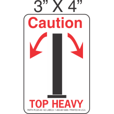 Pictorial Caution Top Heavy Label 3in x 4in