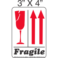 Pictorial Fragile and Up Label 3in x 4in