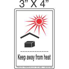 Pictorial Keep Away From Heat Red and Black 3in x 4in