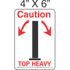 Pictorial Caution Top Heavy Label 4in x 6in