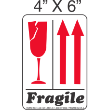 Pictorial Fragile and Up Label 4in x 6in