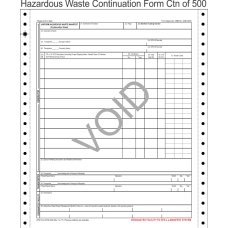Hazardous Waste Manifest Continuation Sheet 5-Part Continuous Computer Feed Form C5CON