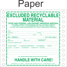 Excluded Recyclable Material Paper Labels HWL385P