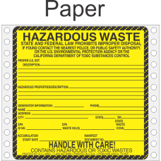 Hazardous Waste California Paper Labels HWL200CAP