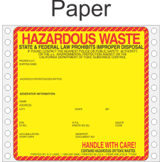 Hazardous Waste California Paper Labels HWL415CAP