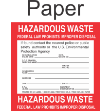 Hazardous Waste HWL-4x4 Paper Labels