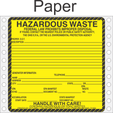 Hazardous Waste Ohio Paper Labels HWL485OHP
