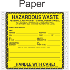 Hazardous Waste Paper Labels HWL170P