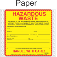 Hazardous Waste Paper Labels HWL405P