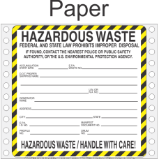 Hazardous Waste Paper Labels HWL410P