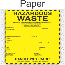 Hazardous Waste Paper Labels HWL440P