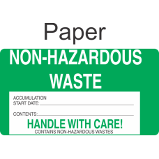 Non-Hazardous Waste NHWA64 Paper Labels