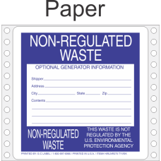Non-Regulated Waste Paper Labels HWL275P