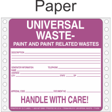 Universal Waste-Paint and Paint Related Paper Labels HWL619P