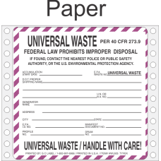 Universal Waste Paper Labels HWL605P