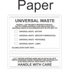 Universal Waste UWL44 Paper Labels