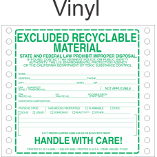 Excluded Recyclable Material Vinyl Labels HWL385V