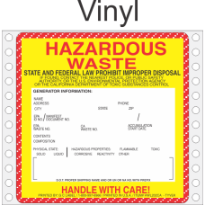 Hazardous Waste California Vinyl Labels HWL202CAV